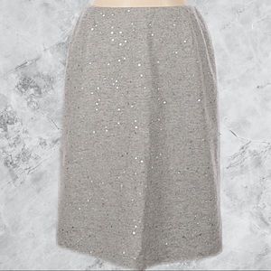 Ann Klein Wool Sequin Straight Skirt